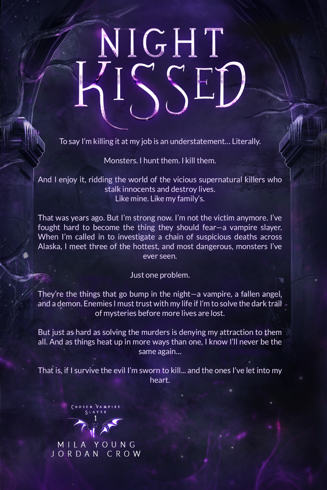 The Night Kissed Paperback shown with a bookmark, ready for a midnight read