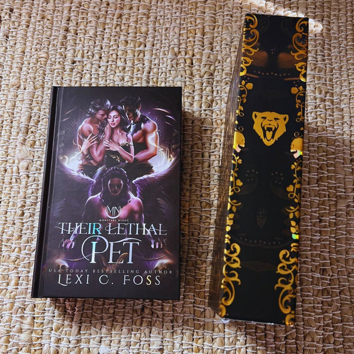 An overhead shot of the special edition hardback book and box, beautifully displayed on a table