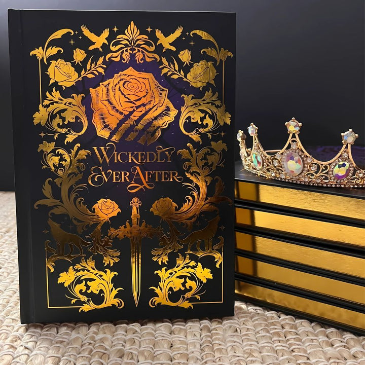 Gold foiled blank notebook with wickedly ever after design, perfect for writing