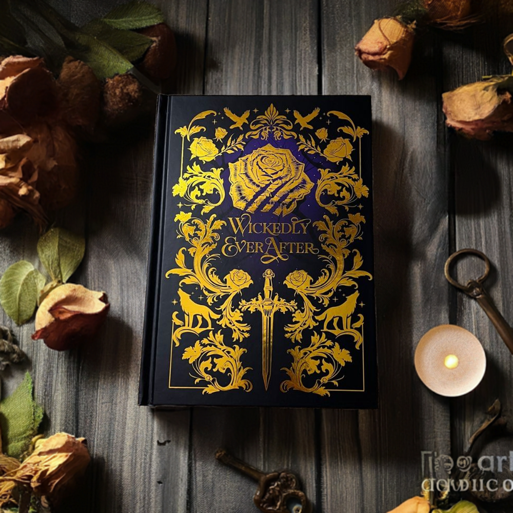 Gold foiled blank notebook with wickedly elegant design, perfect for journaling