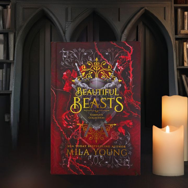 
Beautiful Beasts Hardcover Special Edition 7 Books in 1 Collection gold foil cover with rose designed edging and colored interior artwork