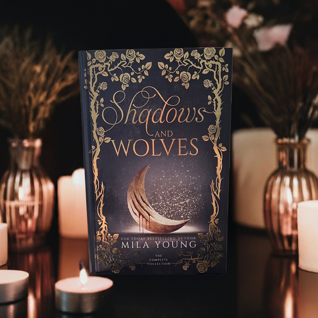 Hardback special edition of Shadows and Wolves with new edging artwork